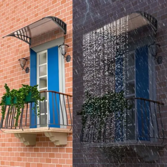 Karl Home | Winado 39.8 in. W x 9.8 in. D Brown Cover Retractable Window Awning image {6}