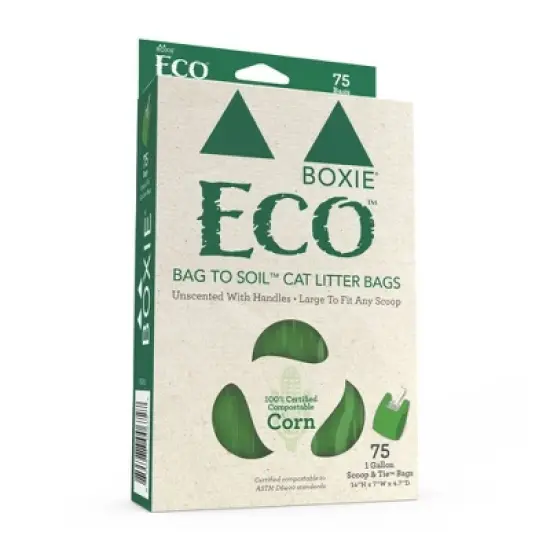Boxiecat Eco Compostable Scoop & Tie Unscented Cat Litter Bags - 75ct image {5}
