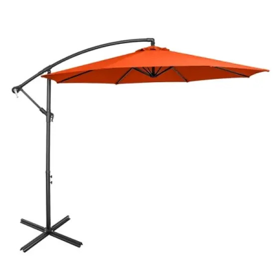 Costway  10 FT Patio Offset Umbrella w/8 Ribs Cross Base Tilt image {13}