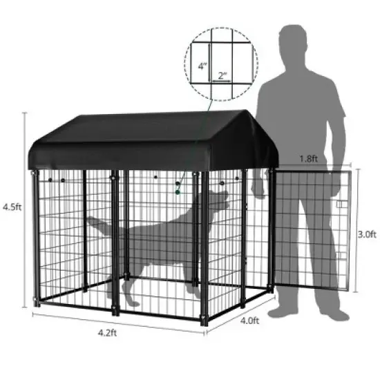 GOTGELIF Outdoor 4ft x 4.2ft x 4.5ft Dog Kennel with Weather-Resistant Cover For Beloved Pup image {8}