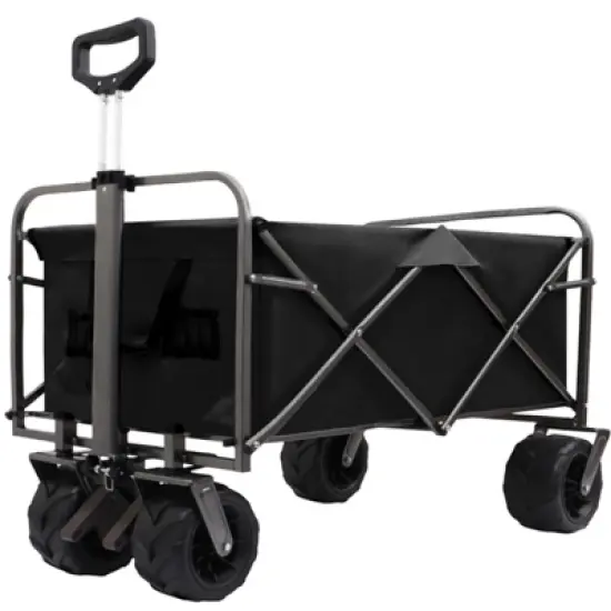 FATMOON Collapsible Folding Garden Cart Wagon with Drink Holders & All-Terrain Wheels for Sand,Beach,Camping,Pet Owners and Gardening Enthusiasts image {11}