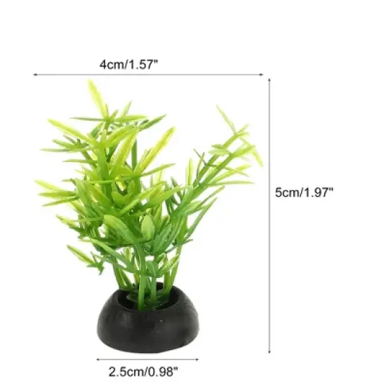 Unique Bargains Aquarium Plastic Plants for Fish Tank Landscape Decoration Green 1.97" Height 20 Pcs image {3}