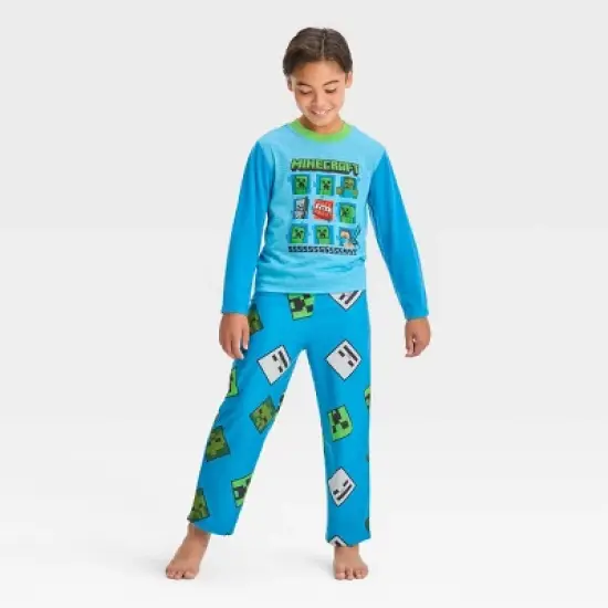 Boys' Minecraft 2pc Long Sleeve Pajama Set - Blue image {2}