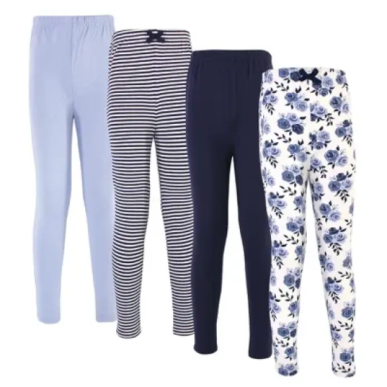 Touched by Nature Baby, Toddler, Big Kids and Youth Girl Organic Cotton Leggings 4pk, Navy Floral image {5}