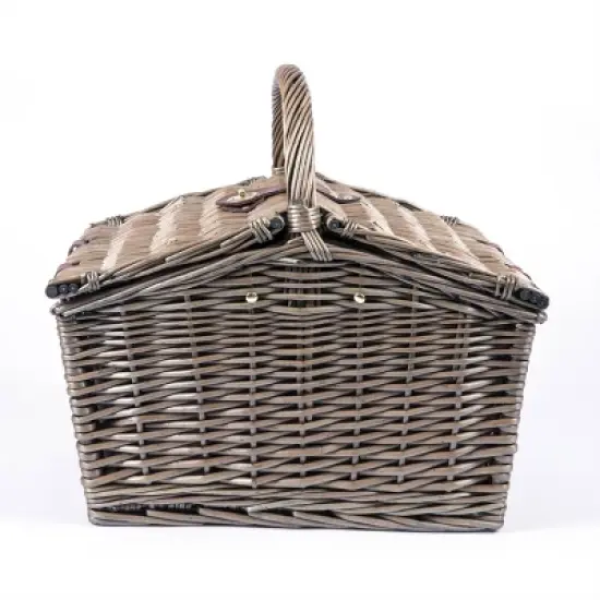 Picnic Time Piccadilly Picnic Basket - Anthology: Gray Willow Set for 2 with Tableware & Twist Lock Closure image {2}