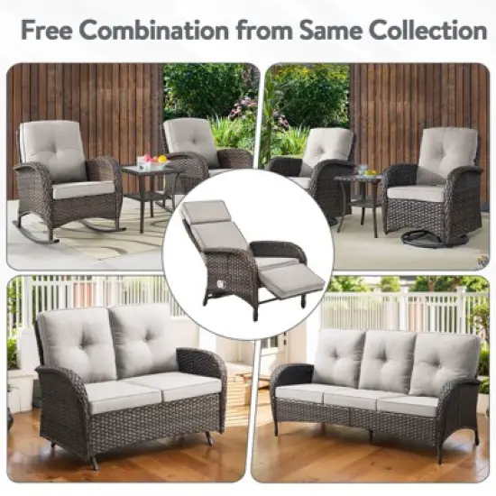 Outdoor Adjustable Reclining Patio Lounge Chair image {7}