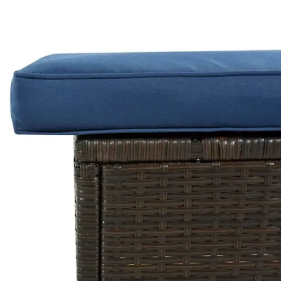 9pc Wicker Patio Sectional Seating Set with Cushions - Brown/Blue - GODEER image {5}