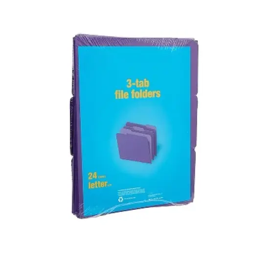 MyOfficeInnovations Colored Top-Tab File Folders 3 Tab Purple Letter Size 24/Pack MYO659790 image {4}