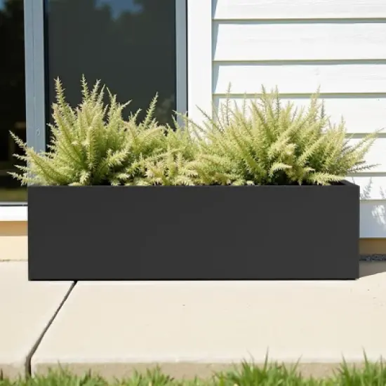 Lirago Metal Rectangular Planter Box with Drainage Holes for Outdoor Use 9.06"Dx9.06"L x35.83"H Black image {1}