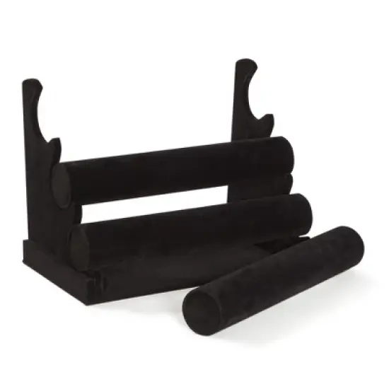 Juvale 3-Tier Velvet Bracelet Holder Stand and Organizer - Jewelry Display Rack for Selling Necklaces and Accessories (Black) image {7}