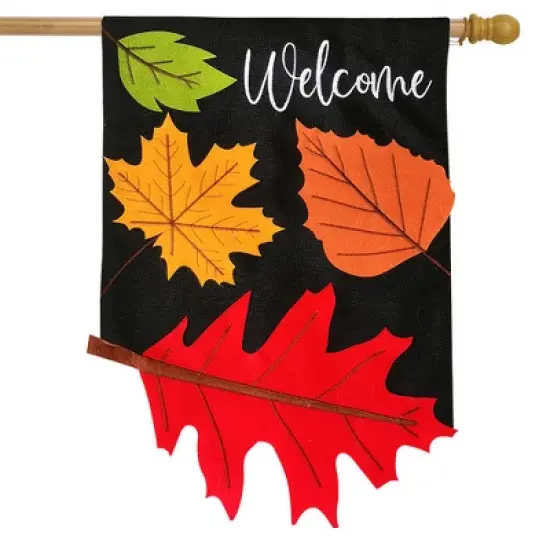 Falling Leaves Burlap House Flag 40" x 28" Briarwood Lane image {1}