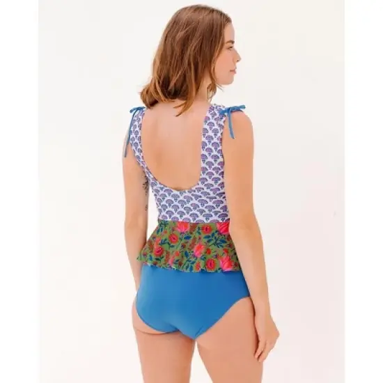 Lime Ricki Women's Block Floral Peplum image {1}