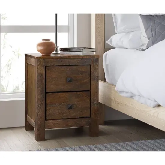 Stratford 2 Drawer Nightstand Classic Brown - Finch image {1}