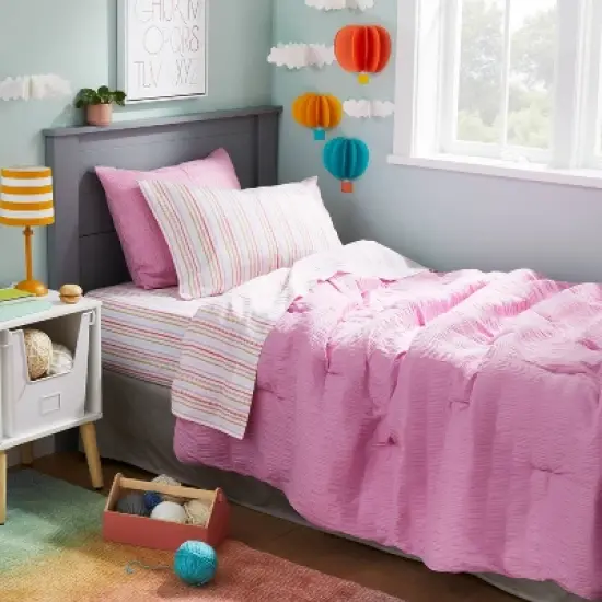 Rainbow Microfiber Striped Kids' Sheet Set - Pillowfort&trade; image {1}