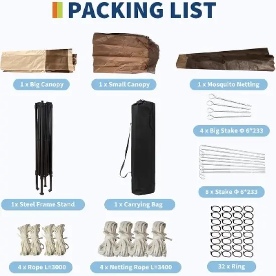 11x11FT Pop Up Instant Gazebo Tent With Mosquito Netting, Waterproof Outdoor Canopy Tent With Portable Carrying Bag for Backyard, Khaki image {2}