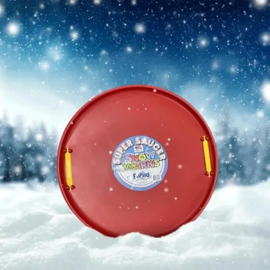 Babybird Investments Super Saucer 28 Inch Round Snow Sled | Red | Manufactured here in the USA image {3}