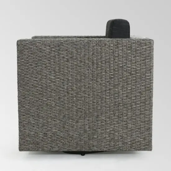 FIONECA Swivel Patio Chair with Cushions, Outdoor Single Rattan Chair with 360&iexcl;&atilde; Rotation, Mix Black Wicker / Dark Grey Cushion image {3}