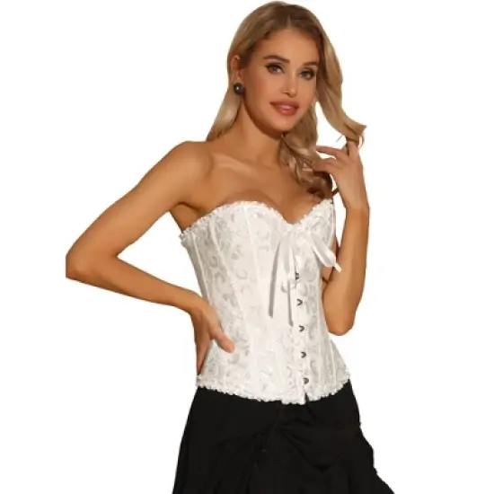 Allegra K Women's Victorian Style Strapless Lace Up Bustier Top image {6}