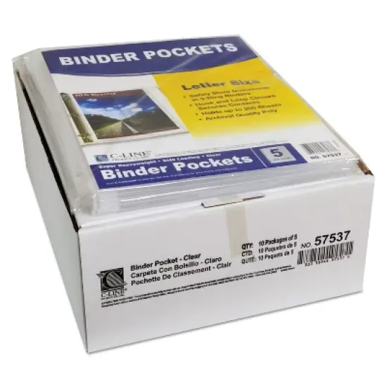 C-Line Poly Binder Pockets 11 1/2 x 9 1/4 Clear 5/Pack 57537 image {4}