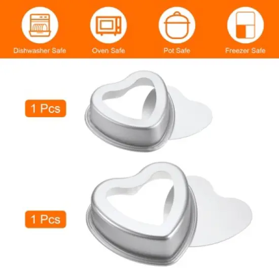 Unique Bargains Aluminum Alloy Removable Bottom Nonstick Heart Shape Novelty Cake Pans 1 Set image {2}