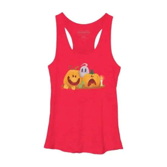Women's Design By Humans Halloween Cartoon Pumpkins And Ghost By VectorVillain Racerback Tank Top image {7}