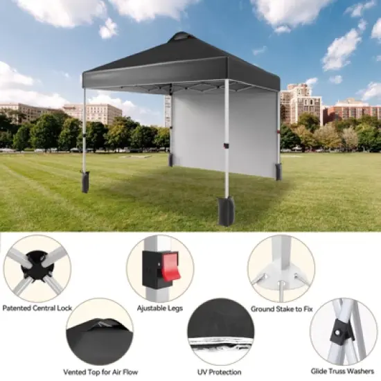 10x10 Pop-up Canopy，Patio Tent，Patented One Push Tent for Outdoor Events Commercial Instant Canopies，Canopy Wind Tunnel Design，with Wheeled Bag image {4}