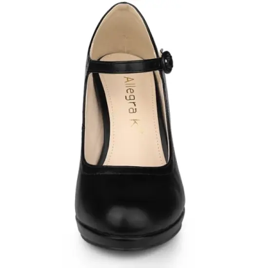 Allegra K Women's Round Toe Platform Ankle Strap Stiletto Heel Pumps image {2}