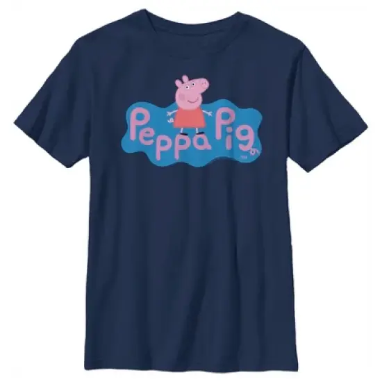 Boy's Peppa Pig Blue Logo T-Shirt image {3}