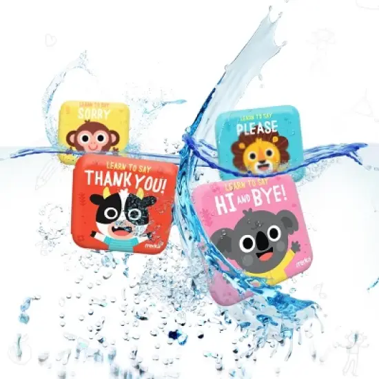 merka Baby Bath Books for Toddlers - 4 Floatable Waterproof Plastic Books (Thank You, Sorry, Hi Bye, Please) image {5}