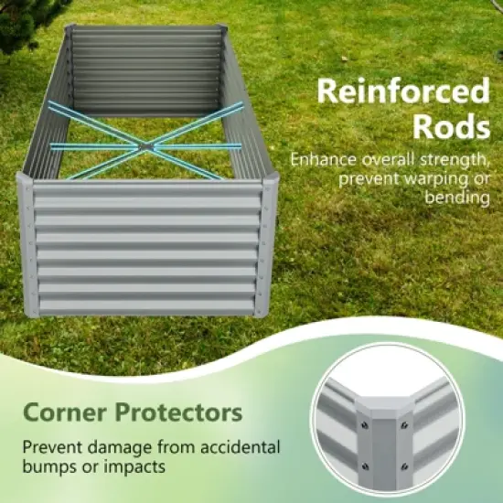 Tangkula Raised Garden Bed Large Metal Planter Box Kit for Vegetable Herb 6' x 3' x 2' Gray image {6}