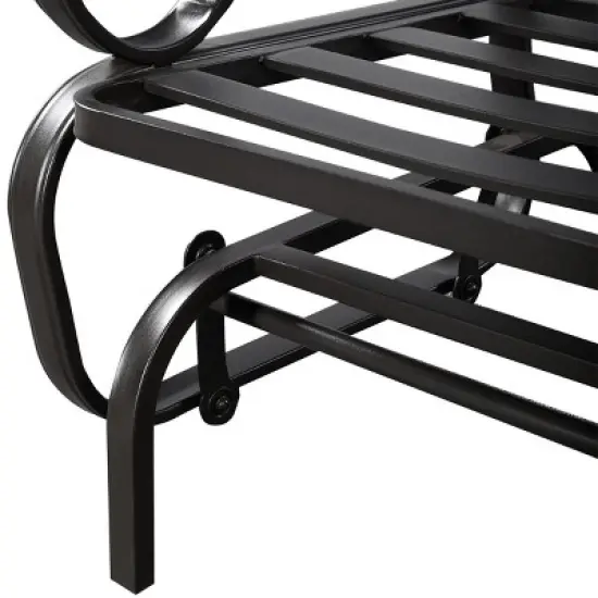 Tangkula Patio Loveseat Bench Steel Frame Furniture Rocking Bench With Cushions Outdoor image {6}