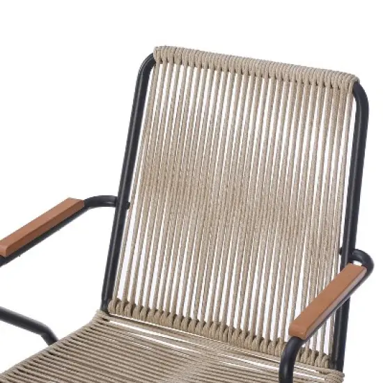 Christopher Knight Home Brook Modern Outdoor Iron and Rope Weave Club Chairs (Set of 2) image {6}