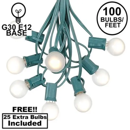Novelty Lights 100 Feet G30 Globe Outdoor Patio String Lights, Green Wire image {13}