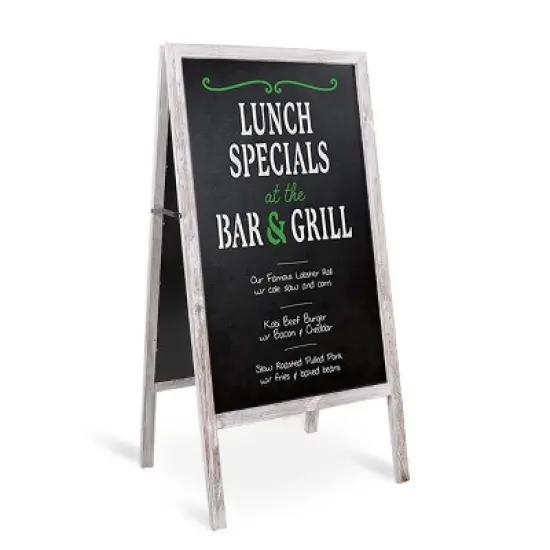 Artloge Heavy Duty A-Frame Magnetic Chalkboard 2-Sided FreestandingChalkboard Sign Sidewalk Cafe Menu Board Wedding Signage -Grey&White image {10}