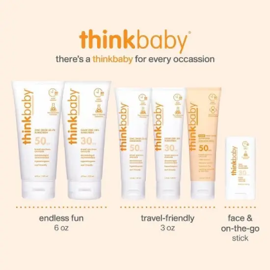thinkbaby Clear Zinc Sunscreen for Sensitive Skin - SPF 50 - 3 fl oz image {5}