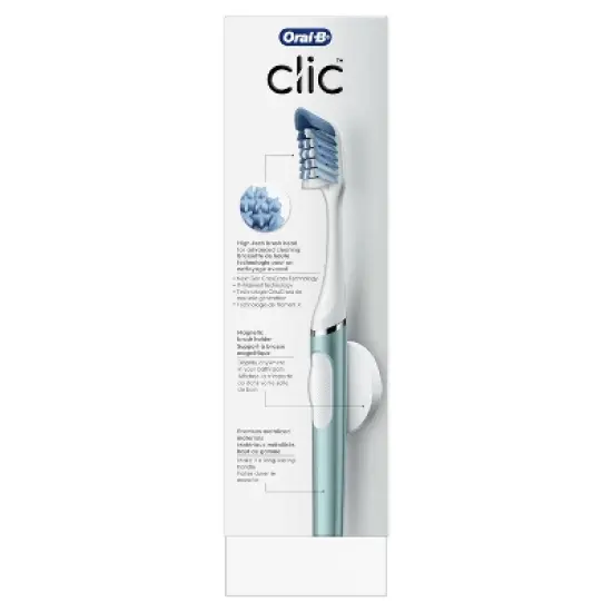 Oral-B Clic Toothbrush - Aqua with 2 Replaceable Brush Heads and Magnetic Brush Mount image {2}