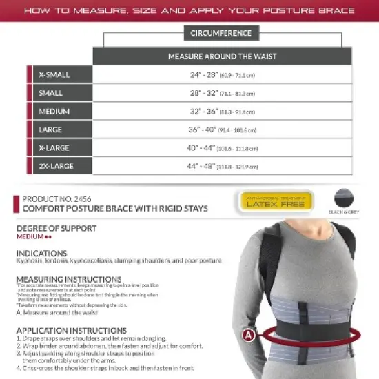 OTC Medical Posture Brace with Rigid Stays, Spinal Curve, Back Lumbar and Neck Support image {5}