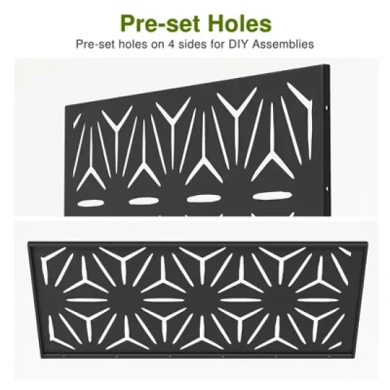 PexFix 72 x 47 Inches Premium Outdoor Metal Privacy Screen Garden Fence with Elegant Stars Pattern in Sleek Black for Gardens Patio Deck Yard image {5}