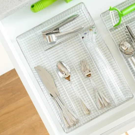 Better Houseware Chrome Cutlery Tray, Large in Silver image {3}