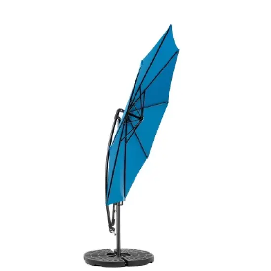 COWLOWN khaki 10ft Offset Patio Umbrella, Cantilever Hanging Market Umbrella with Tilt Adjustment, 8 Sturdy Ribs for Poolside, Backyard, Deck image {4}