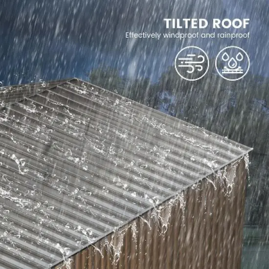 Acekool 10x12 FT Metal Outdoor Storage Shed, Aluminum Frame, Lockable Door, Vents, Sloped Roof image {3}