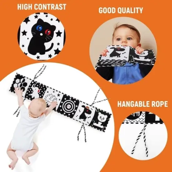 Black and White Baby Toys, Tummy Time High Contrast Newborn Toys 0-3 Months, Visual Stimulation Montessori Sensory Toy image {2}