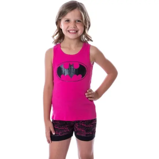 DC Comics Big Girls Batgirl Boom Whak Whoom Tank Pajama Short Set Loungewear Fuchsia image {4}