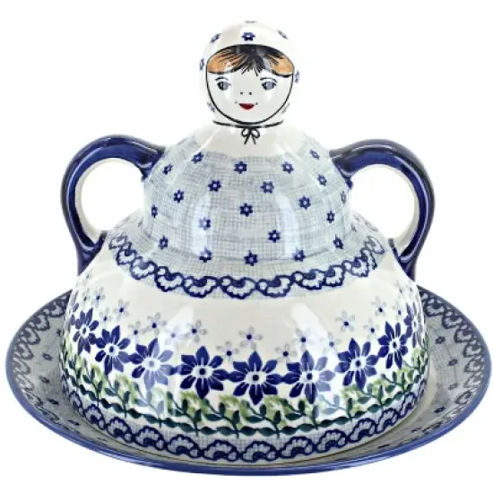 Blue Rose Polish Pottery B001 Manufaktura Cheese Lady image {4}