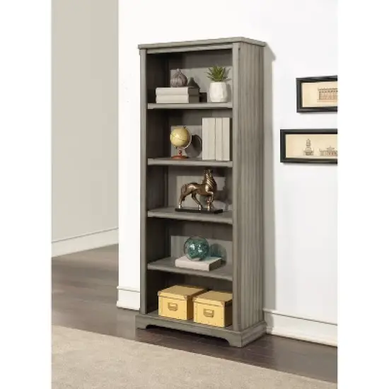 72" Hawthorne Traditional Open Wood Bookcase Gray - Martin Furniture image {1}