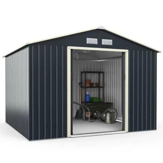 Costway Outdoor Tool Storage Shed Large Utility Storage House w/ Sliding Door image {9}
