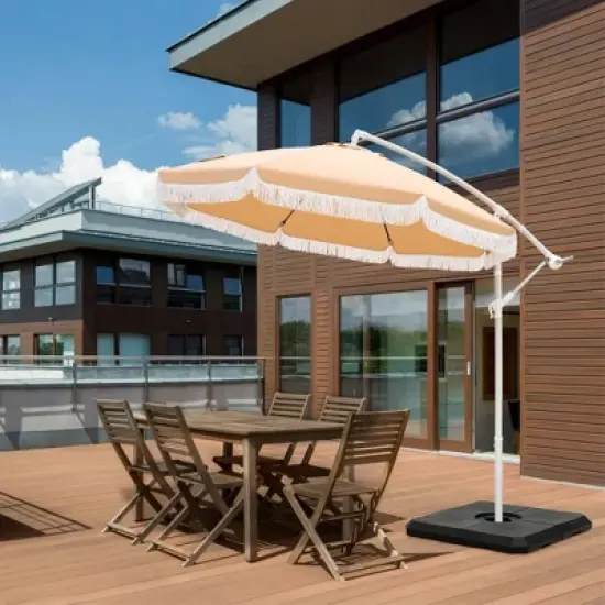 Captiva Designs 9ft Fringed Cantilever Offset Patio Market Umbrella image {8}