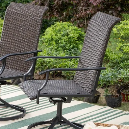 Patio Conversation Set with 360 Wicker Swivel Chairs & Side Table - Captiva Designs image {6}