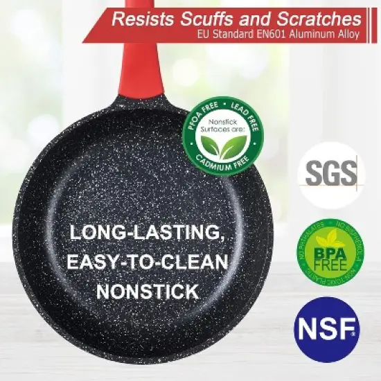 Pots Pans Set, imarku 16pcs Cookware Sets Nonstick Granite Coating, Induction Kitchen Cookware Easy to Clean,Cooking Pot Pan Set with Stay-Cool Handle image {7}