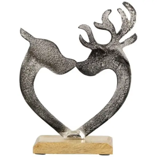 Northlight Heart Shaped Kissing Reindeer Metal Christmas Decoration - 10" image {3}